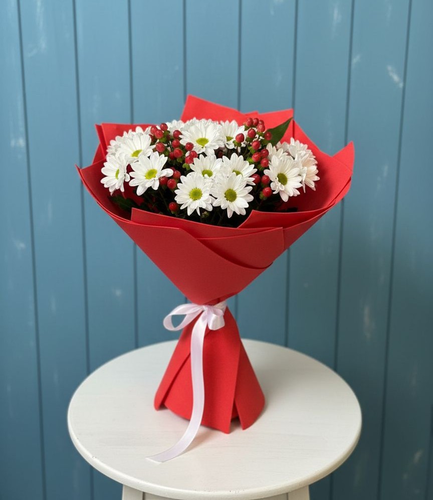 Букет ягоды на снегу в Олекминске Букет цветов из: Хризантемы в Олекминске