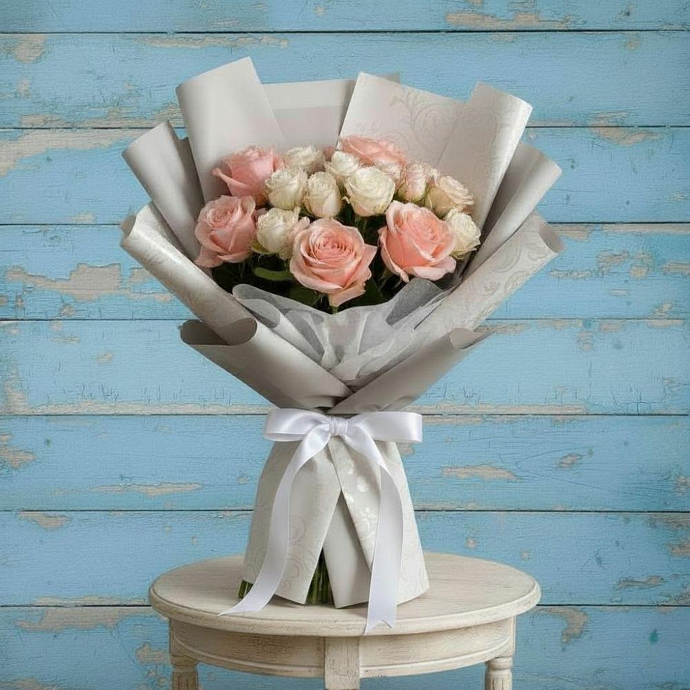 Букет Нежное облако в Олекминске Букет цветов из: Розы в Олекминске