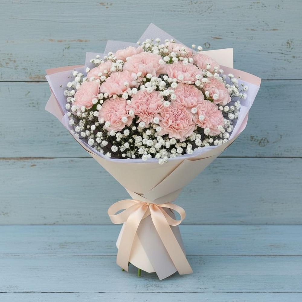 Букет Нежность рассвета в Олекминске Букет цветов из: Гвоздики в Олекминске