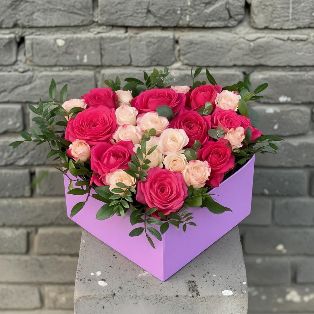 Композиция моя любовь в Олекминске Цветочная композиция из Розы в коробке в Олекминске