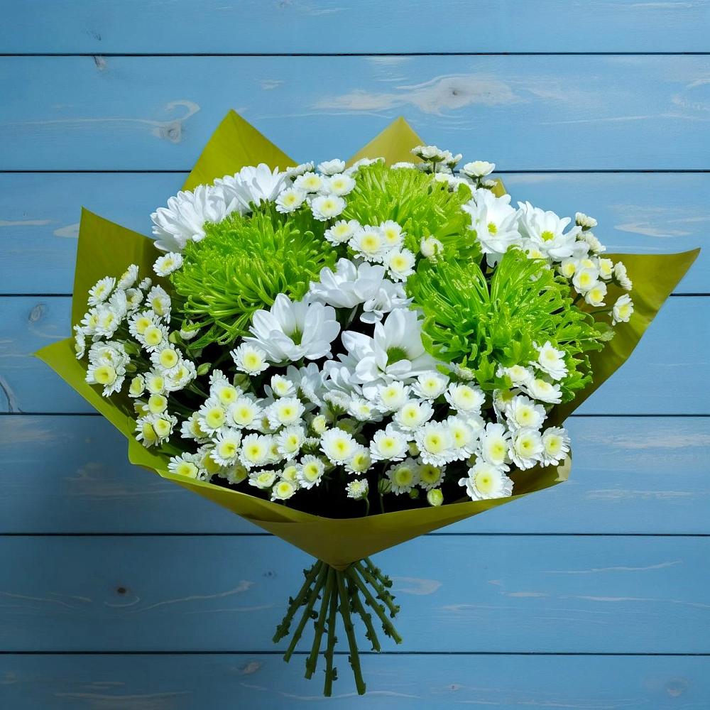 Букет скромность  в Олекминске Букет цветов из: Хризантемы в Олекминске