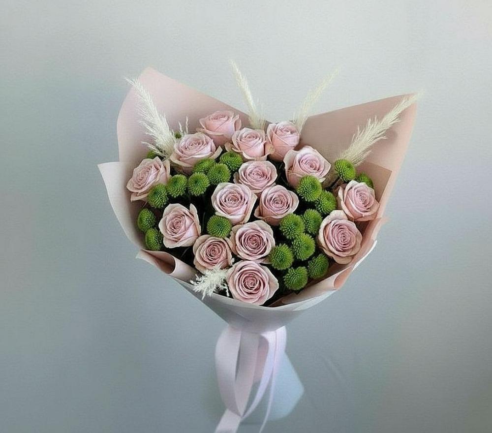 Букет доброе утро в Олекминске Букет цветов из: Розы и Хризантемы в Олекминске