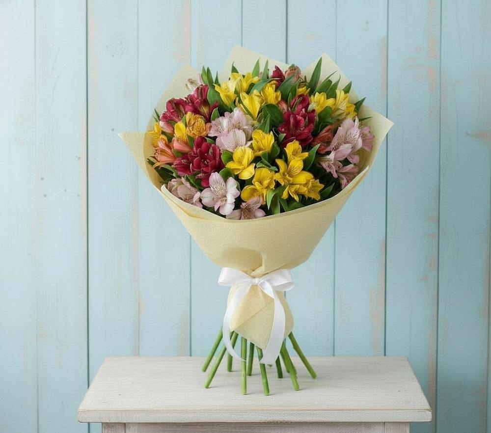 Букет Летние краски в Олекминске Букет цветов из: Альстромерии в Олекминске